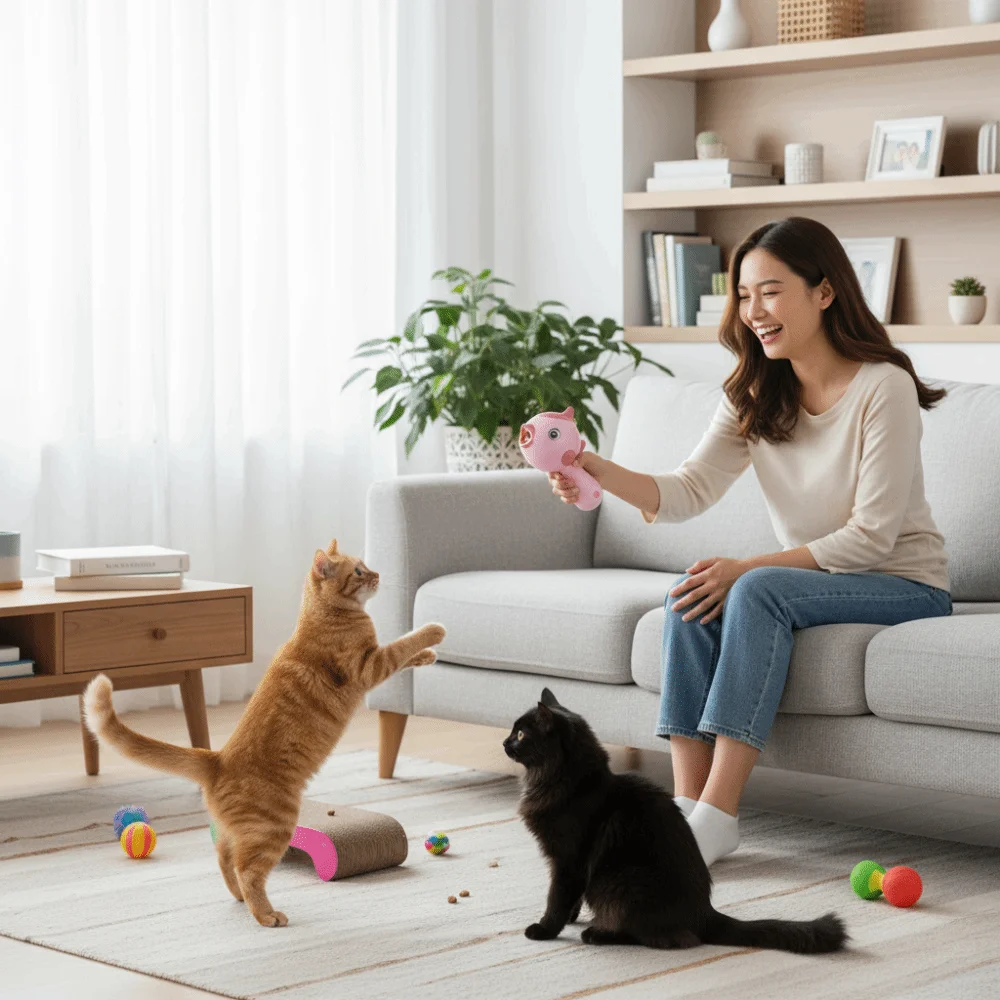 Handheld Dog Snack Launcher Cartoon Portable Dog Snack Feeder Automatic Plastic Interactive Toy Pet Training Reward