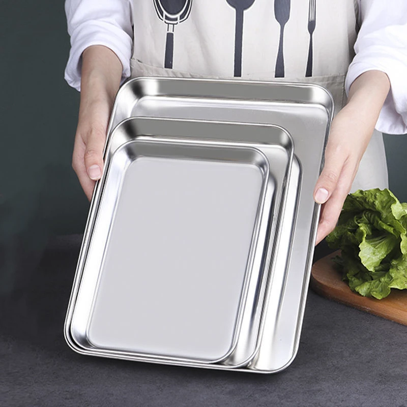 Set 4 Teglie Forno In Acciaio Inox Antiaderenti – Rettangolari 40,5x30,5 Cm, Lavabili In Lavastoviglie, Per Pizza, Pane E Biscotti