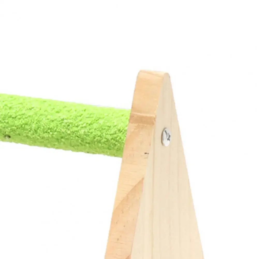 Bird Toy Firm Triangle Stand with Feeding Cup Playing And Resting Wood Pet Parrot Training Stand Parakeet Playground