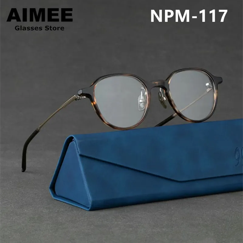 

Japanese Handmade Titanium Acetate Glasses Frame Men Women Vintage Round Prescription Eyeglasses Optical Blue Light Spectacles