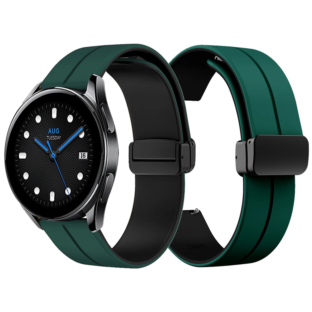 

Магнитная Складная Пряжка Двухцветный силиконовый ремешок для Xiaomi Mi Watch S2 46 мм 42 мм/S1 Pro / S1 активный приятный для кожи мягкий ремешок