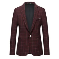 Blazers for Men's Fashion Business Plaid Gentleman Trend British Style Casual Slimming Wedding Work Korean Version Blazer Men 1