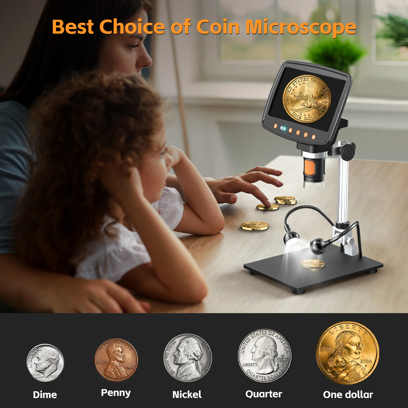 MS1 HDMI Digital Microscope with 7inch IPS Screen 1500X Magnification with 10LED