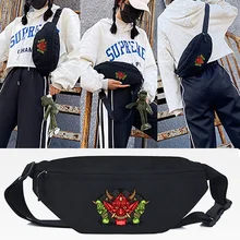 

Red Green Monster Print Waist Bags Sport Chest Pack Outdoor Cauasl Canvas Bag Korean-style Cross Bag Fashion Shoulder Bag Unisex