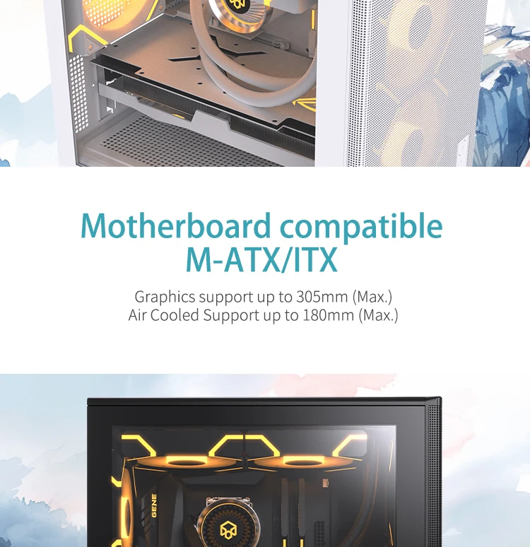 Computer Case Desktop DIY Itx Case Side Transparent Tempered Glass Water-cooled Gabinete PcM-ATX Case Gabinete Gamer 5
