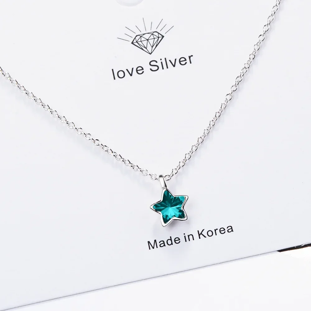 S925 Sterling Silver Necklace Star Pendant Jewelry 40cm+3.5cm pendant necklace,silver necklace,silver pendant,silver necklace charms