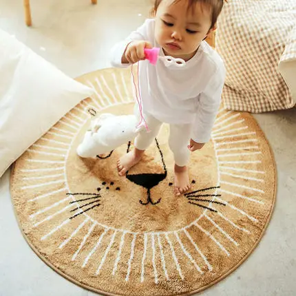 INS Cartoons Mat for Children 100cm Baby Play Mat Round Carpet Lion Playmat Newborn Photography Props Living Room Carpet
