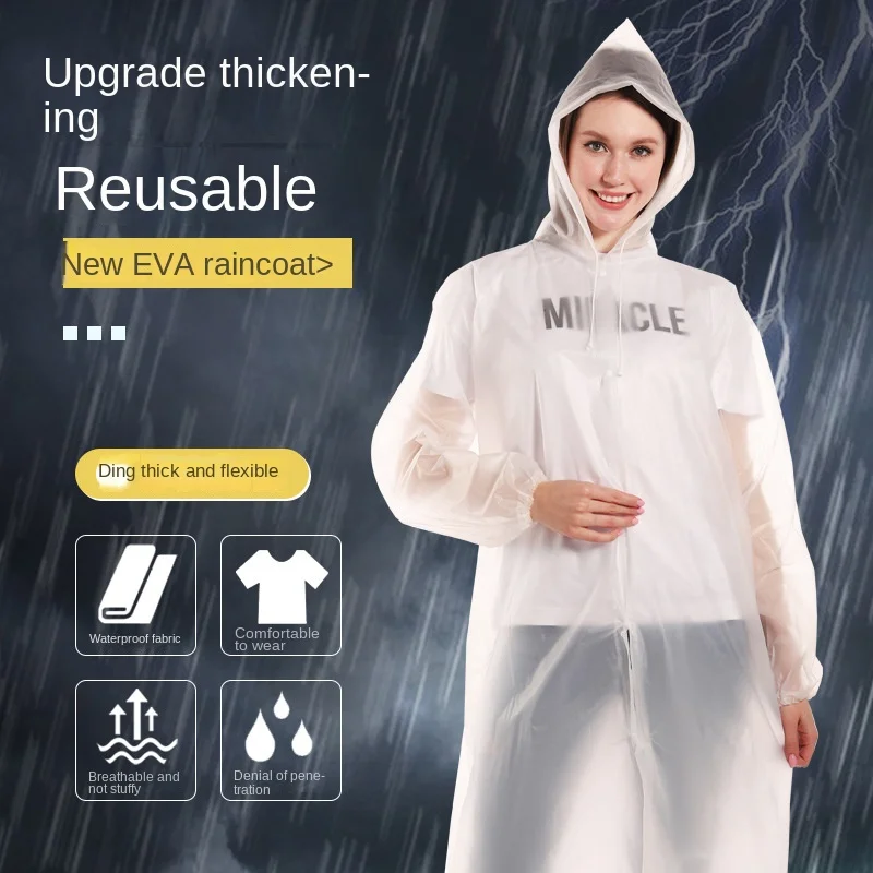 Raincoat Poncho 1piece 145*68CM EVA Unisex Thickened Waterproof for Camping