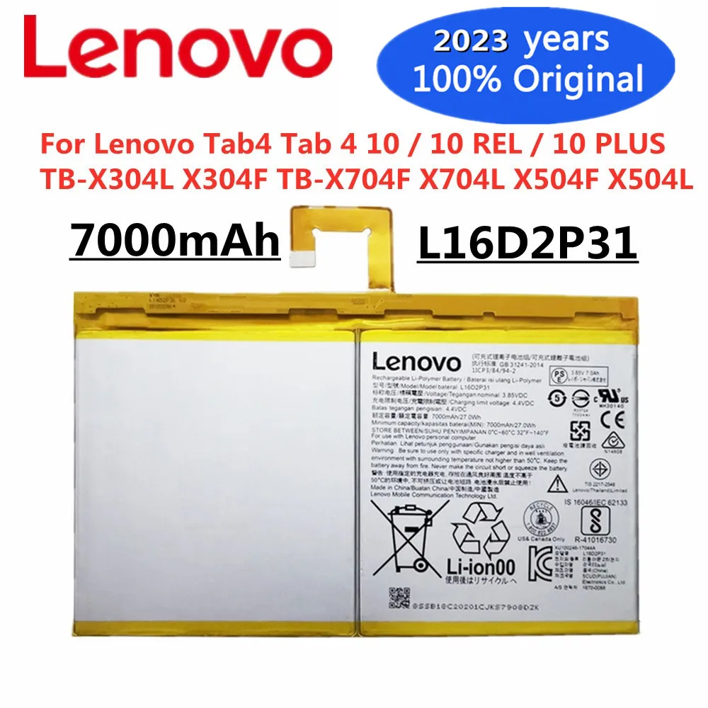 

100% New Original L16D2P31 Battery For Lenovo Tab4 Tab 4 10 / 10 REL / 10 PLUS TB-X304L X304F TB-X704F X704L X504F X504L Bateria