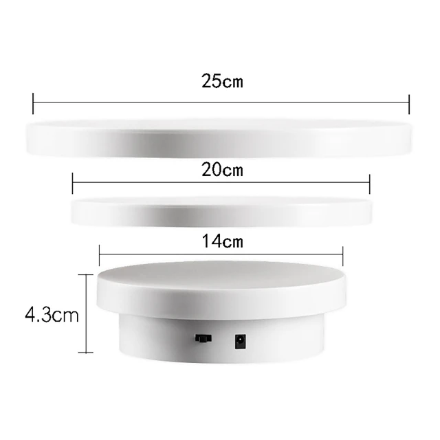 Fotoconic White Electric Motorized Rotating Turntable Display Stand with LED, 10