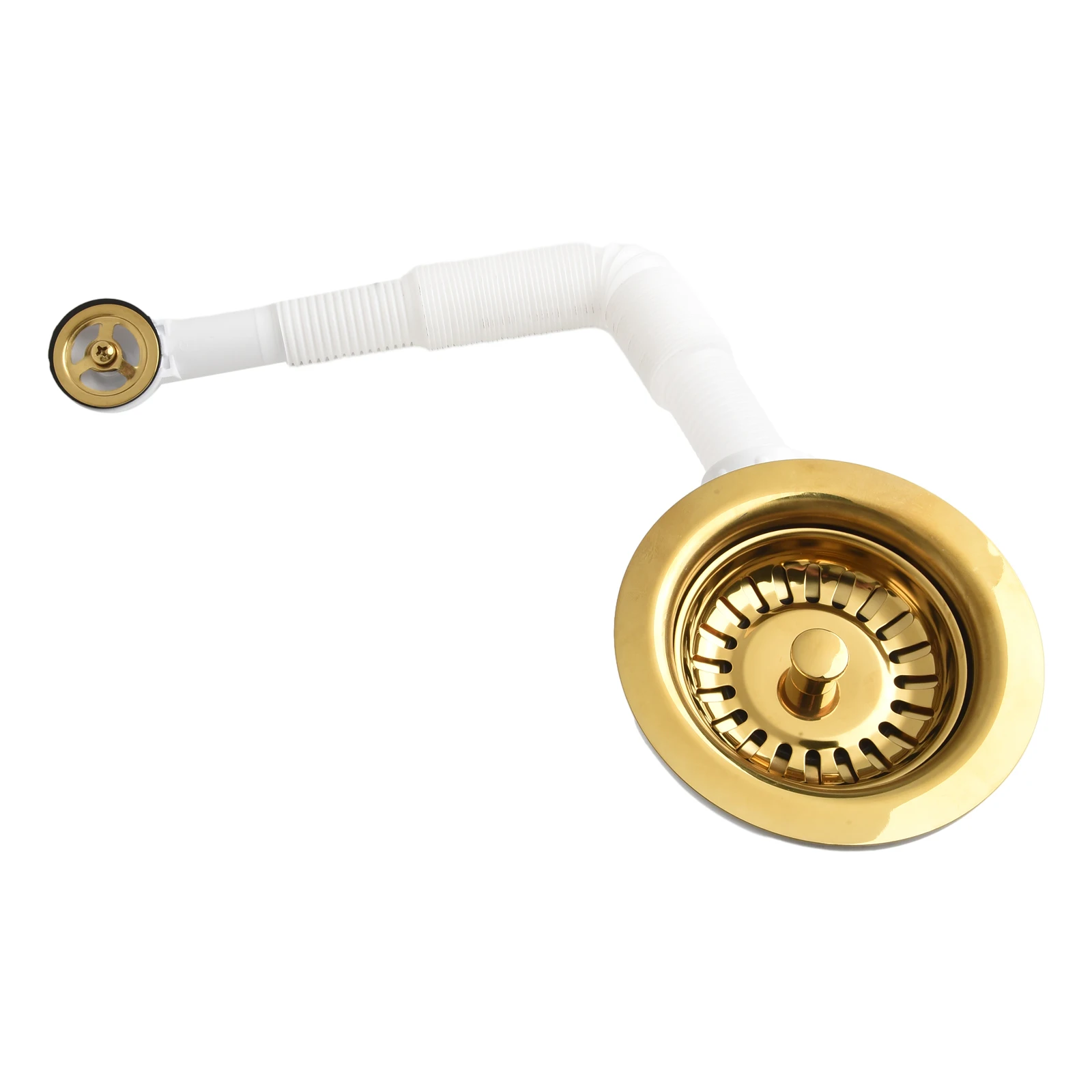 Drain Sink Downcomer 114MM Gold-Plated Strainer Overflow Anti Corrosion Stainless Steel Kitchen Strainer For Open Hole 86-95