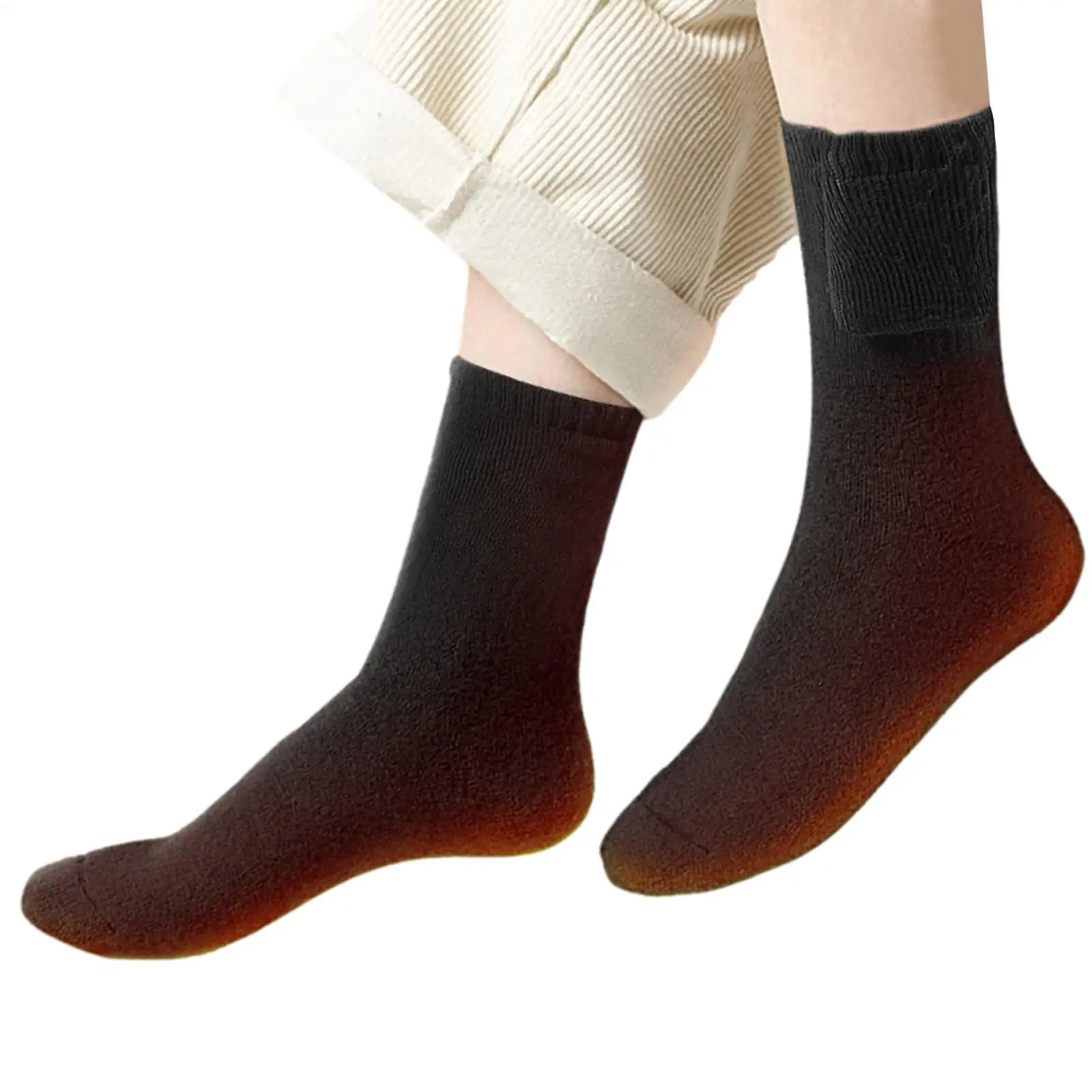 Winter Heating Socks Cold-Proof Quick Heating Long Foot Warmer Socks Breathable USB Heated Socks for Hiking Traveling Walking