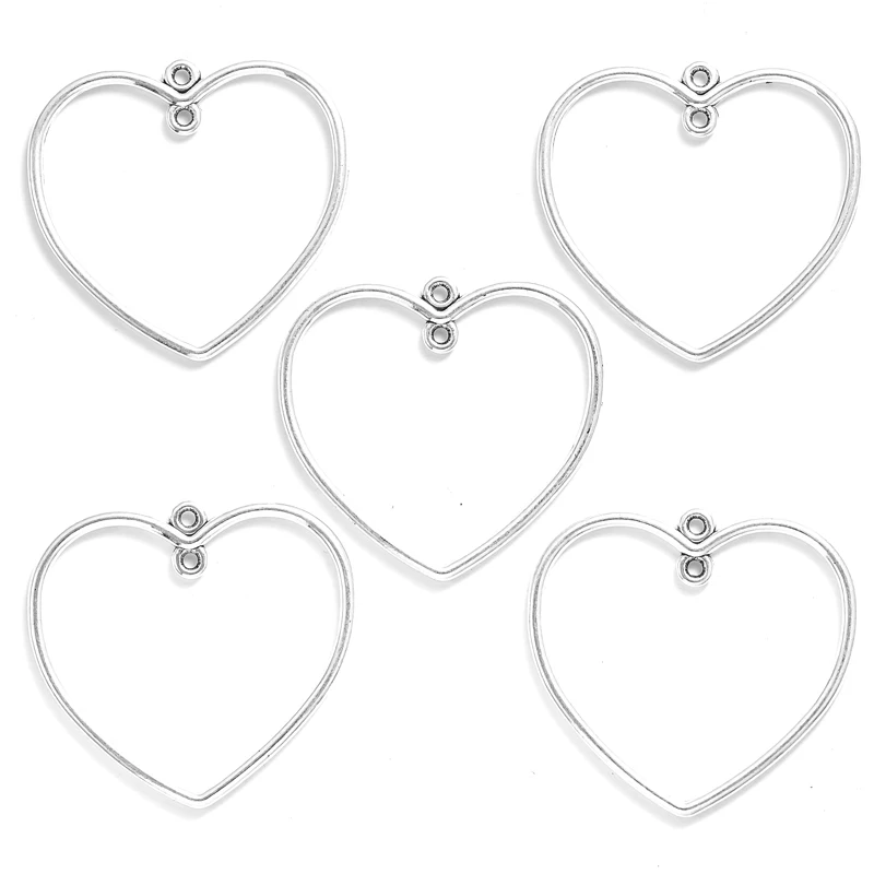 10 pz 5 Colori Doppio foro Cavo a forma di cuore di Fascino per la Collana Portachiavi Ciondolo FAI DA TE Accessori Gioielli Fatti A Mano 35*33mm A132  36