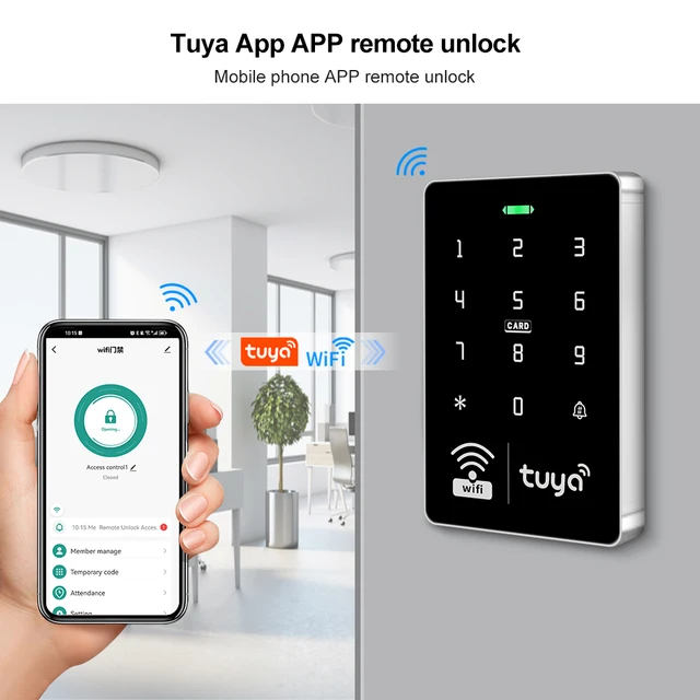 5YOA WiFi Tuya Door Access Control Keypad IP68 Waterproof RFID Keyboard Controller Reader Touch Opener APP Remote Unlock WG26/34 5