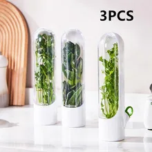 1/2/3PCS 허브 보호기 보관 용기 신선한 허브 키퍼 바닐라 야채 냉장고 주방용 신선한 보존 병