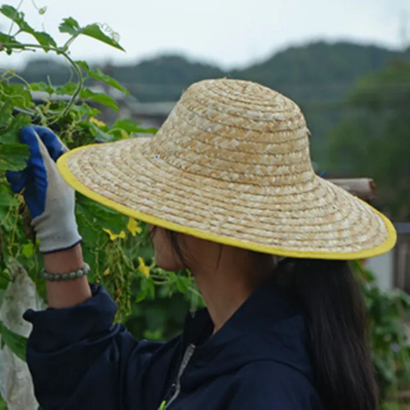 Farmers Large Straw Hat Wide Brim Straw Sun Hat Agricultural Large Sun-Proof Travel Male Construction Site Children Fishing