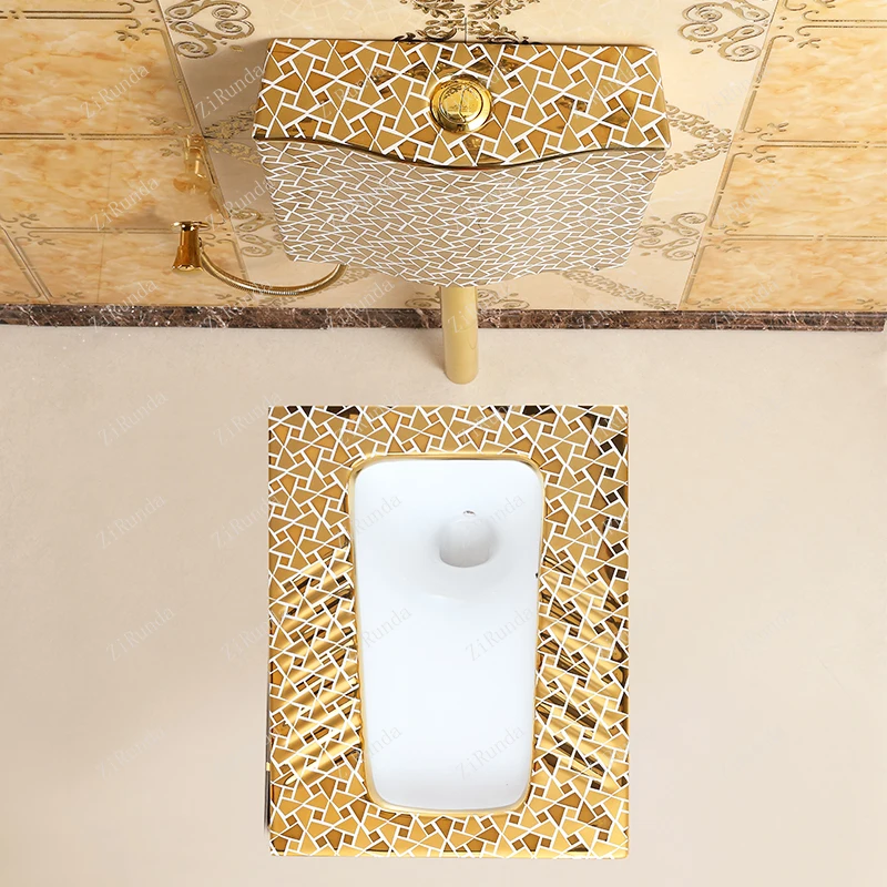 *European Style Golden Squatting Toilet Flush Tank Set, Toilet Basin, Squatting Pit, Toilet Style, Odor Prevention 3