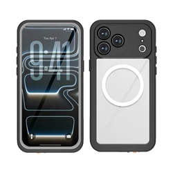Waterproof Shockproof Magnetic Phone Case with Full Body Protection - iPhone 17 Pro (Black)
