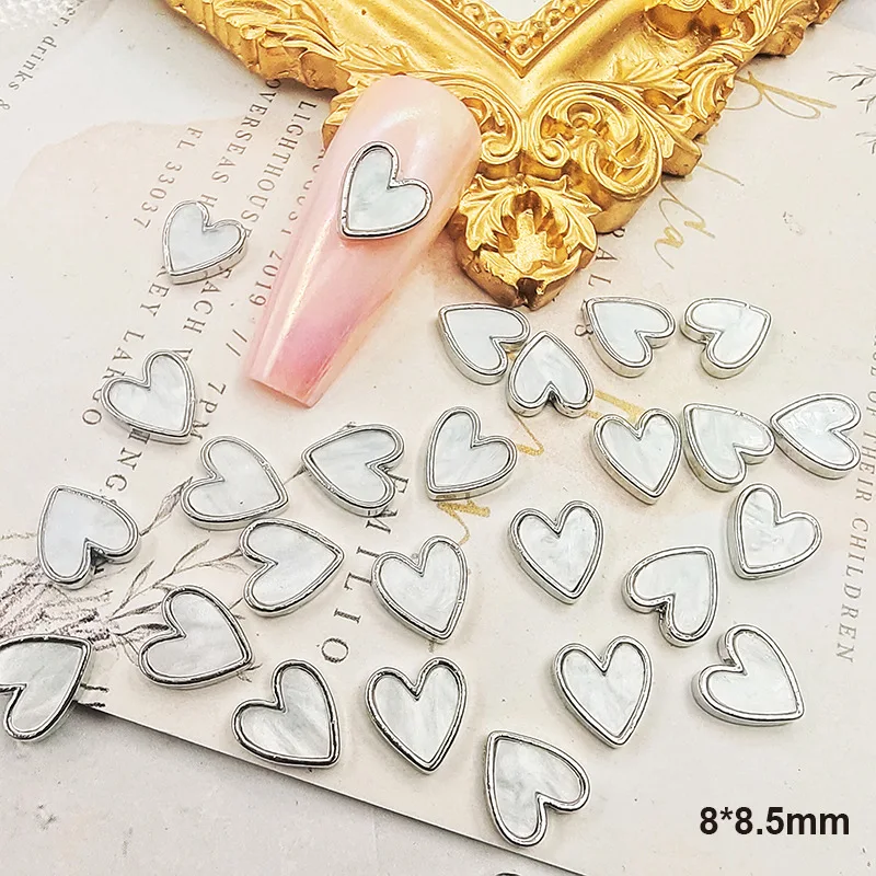 10pcs Beimu 사랑 다이아몬드 네일 아트 매력 액세서리 네일 금속 가장자리 다이아몬드 복숭아 하트 네일 다이아몬드 합금 쥬얼리