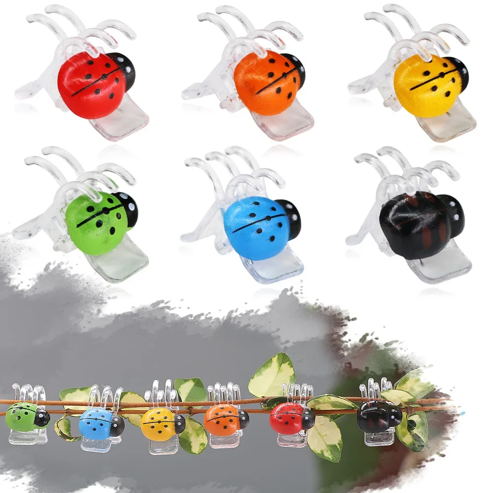 Durable Claw Ladybug Orchid Clip Garden Plant Support Clip Climbing Flower Vine Holder Colorful Ladybug Bonsai Decoration plant support clip