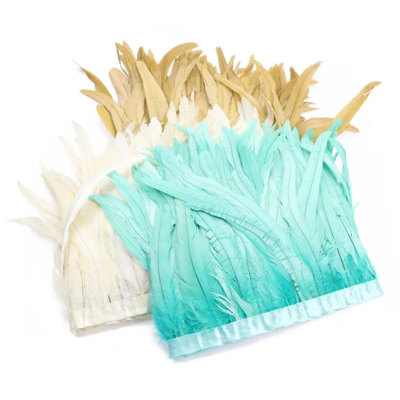 

35-40CM Off White Rooster Coque Feather Trims Chicken Cock Tails Feathers Ribbons For Crafts Dresses Skirts Carnival Costumes