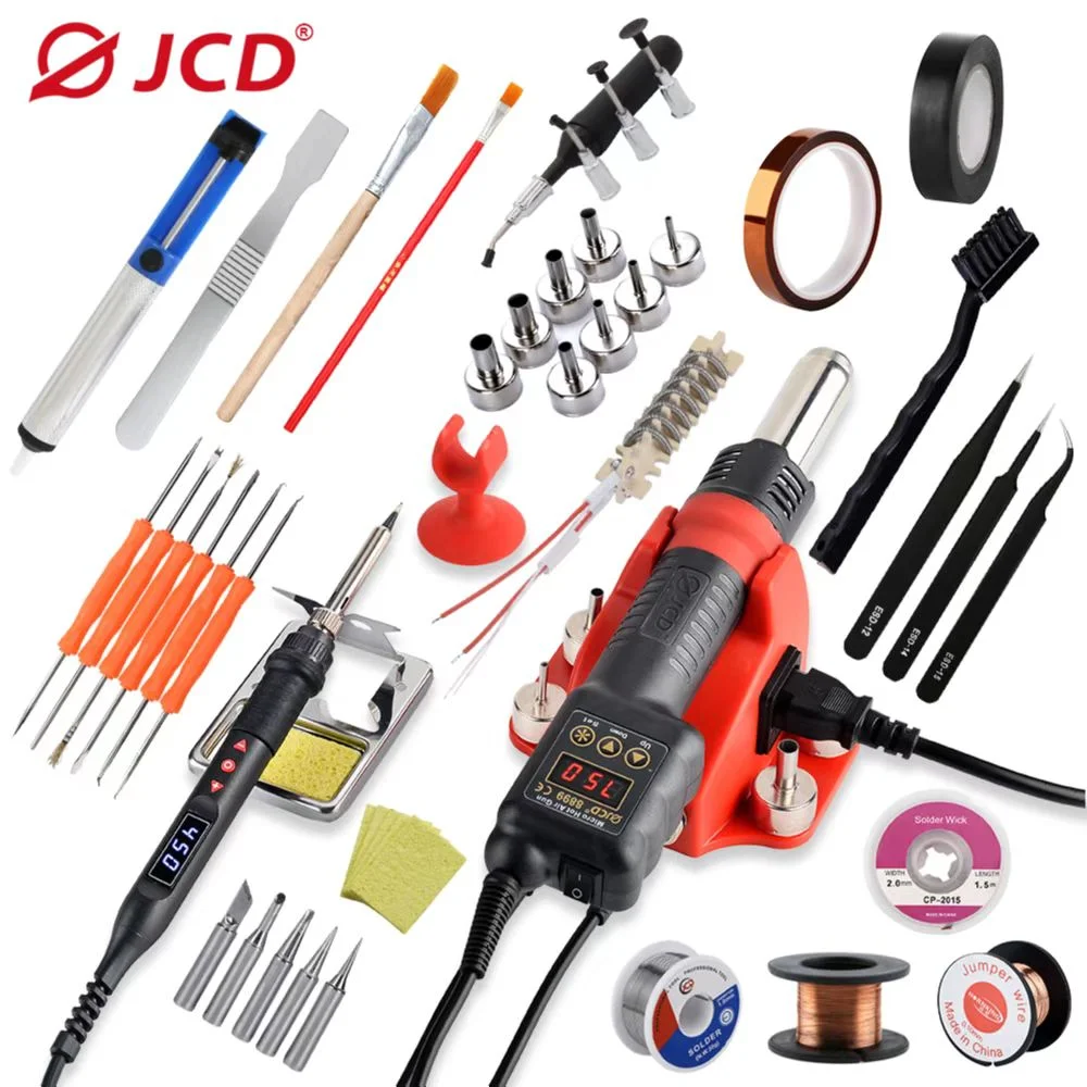 JCD 2 in 1 8899 Hot Air Rework Station and 750W Soldering Iron Station LCD Display Intelligent Temperature Correction 8898 New