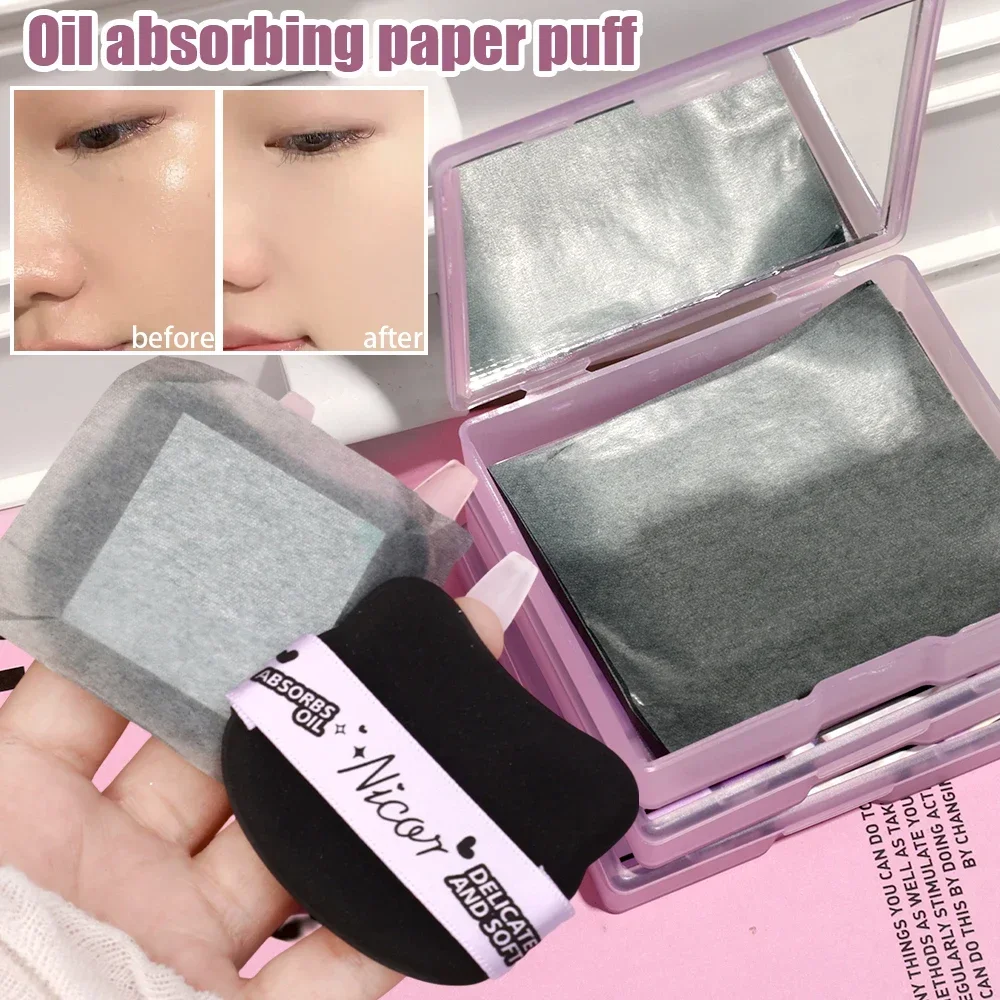 Oil Blotting Sheets with Makeup Puff 100pcs