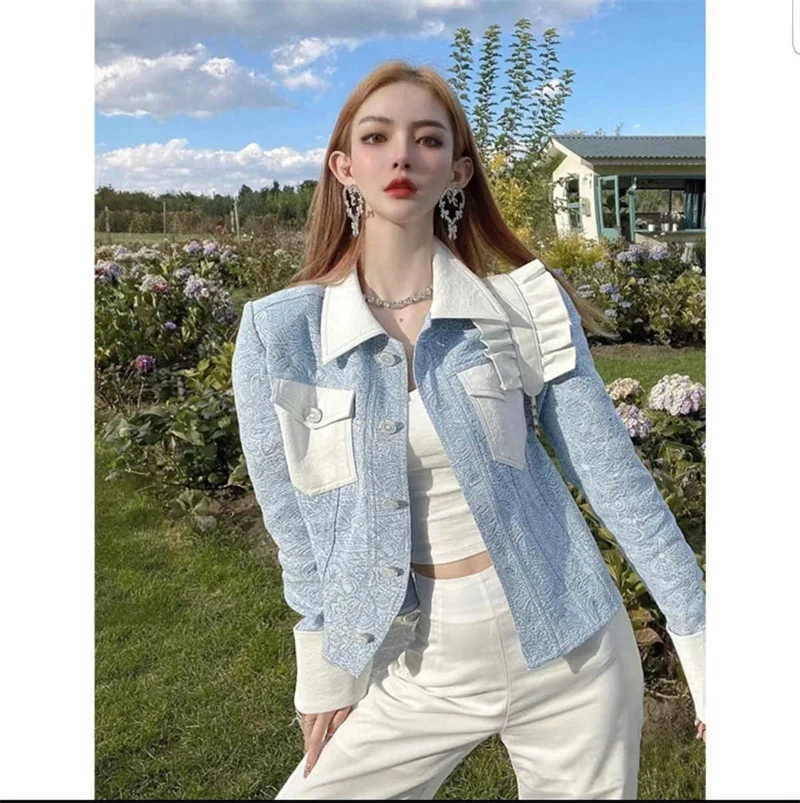 

Advanced And Versatile Fashion Jacket For Women Spring And Autumn 2023 New Blue Small Fragrance Korean Vrsion Top Commuting