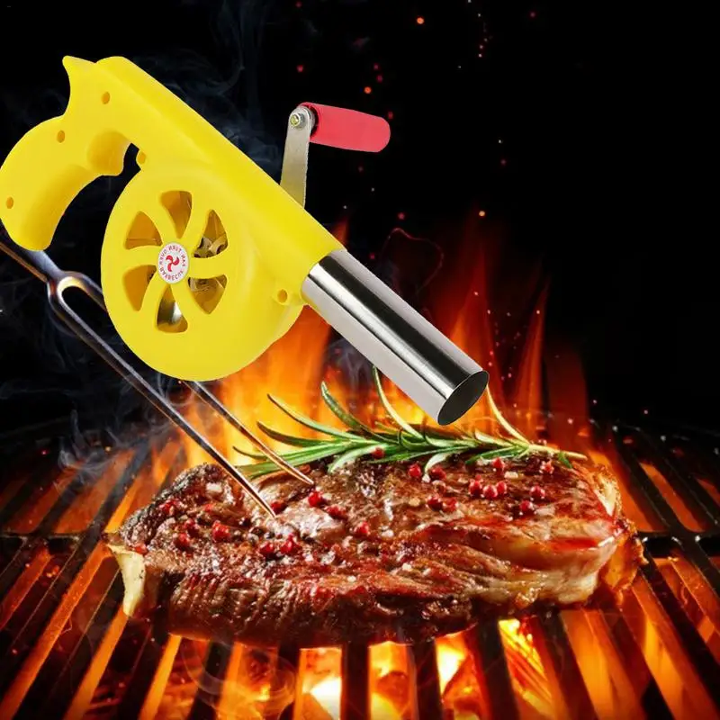 BBQ Air Blower Portable Hand Crank Barbecue Fan Air Blower For Grill