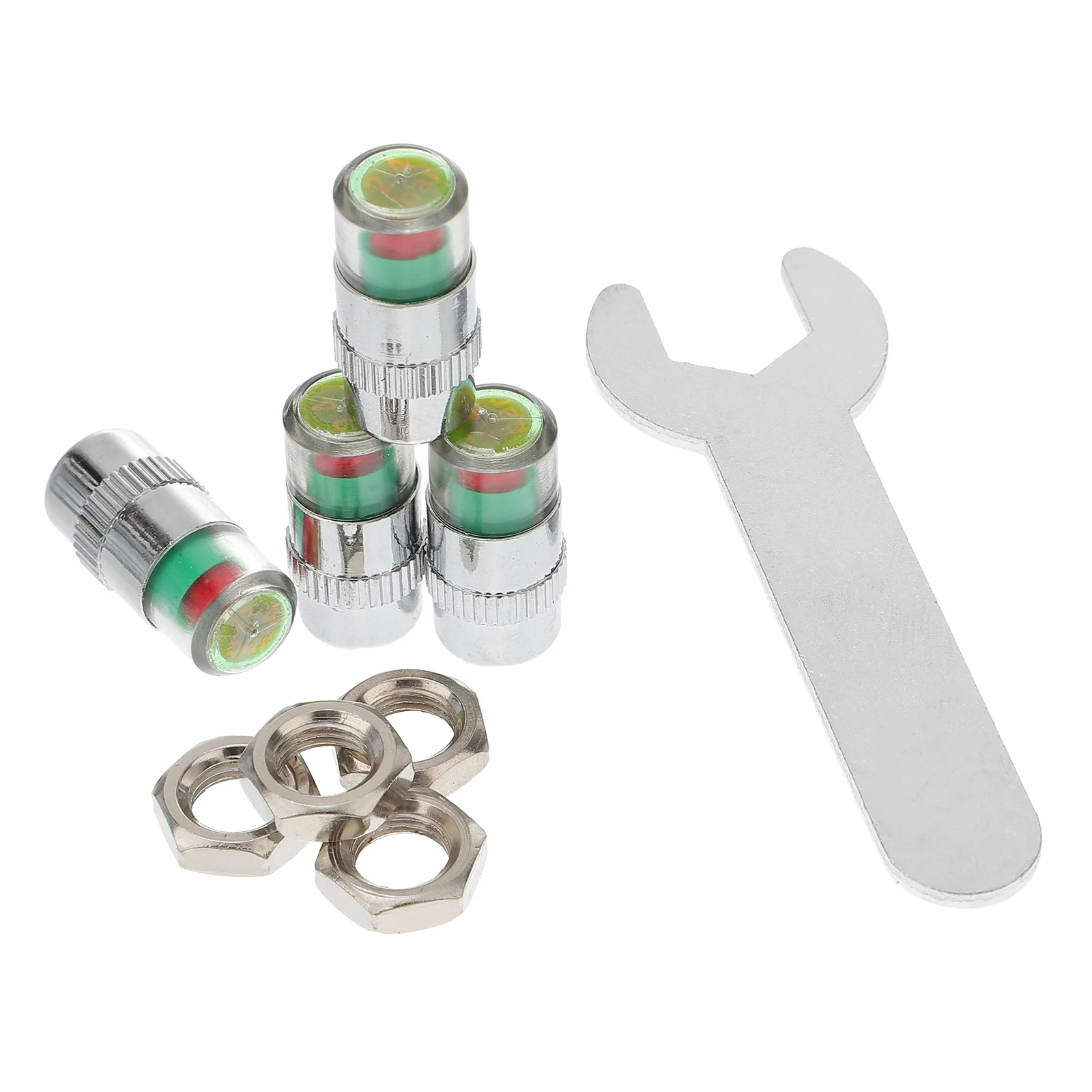 

2 Sets Car Tire Pressure Monitor Caps Indicator Sensor with Spanner Screw