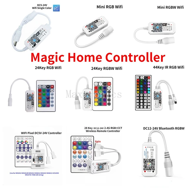 DC12-24V 28-Key RF Remote Magic Home WiFi LED RGBCW Controller For RGB+CCT  LED Strip Lights