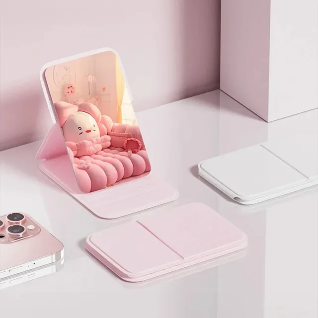 Mini miroir de maquillage portatif, table de dortoir et utilisation au bureau, miroir pliant réglable et Portable 6