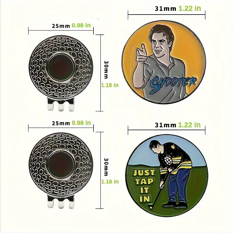 31mm Metal Golf Ball Marker-Durable & Magnetic for Caps Green Fork Ready-Stylish Golf Accessories for Men & Women