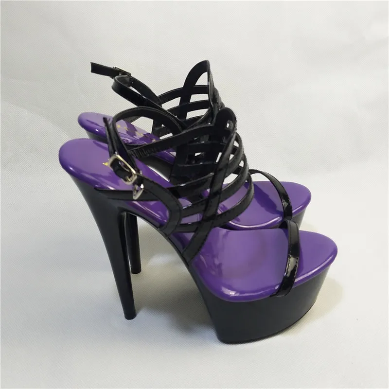 

15 cm slippers, patent leather sexy plus-size high-heeled model sandals, fall dance shoes