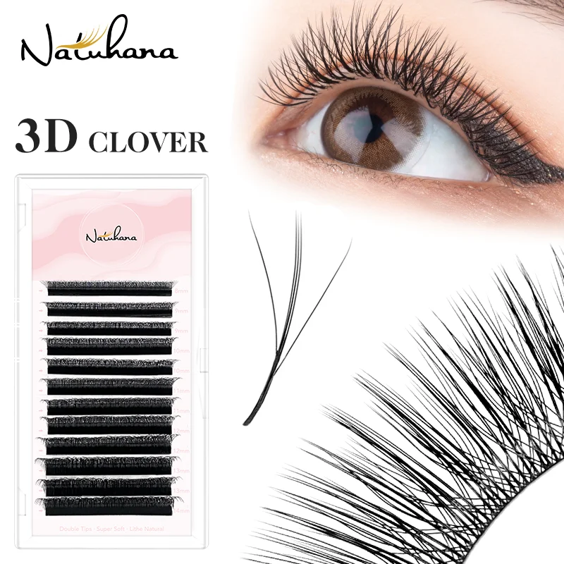 w shape eyelash extensions 3 4d premade volume fan lashes w style lashes comfortable new faux mink volume lashes natural eyelash NATUHANA New (2.0) W Shape Eyelash Extension 3D Premade Volume Fan Lashes W Style Lashes Faux Mink Volume Lashes Korean makeup