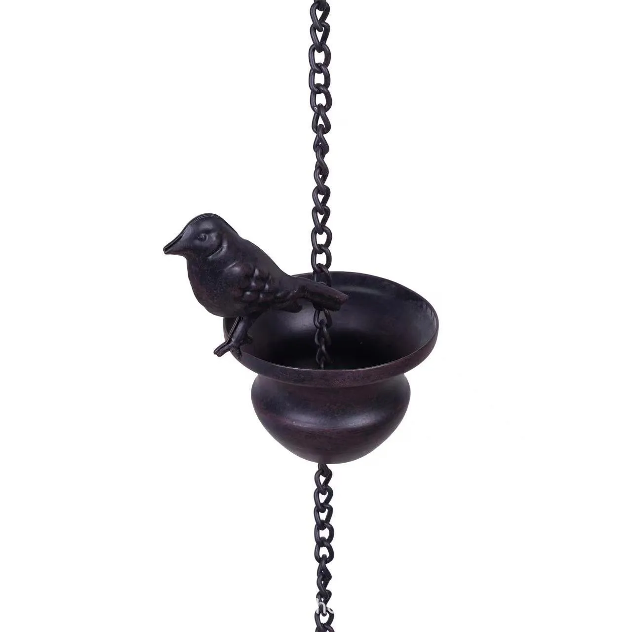 2.4 meter Rain Chain Black Bird Rain Chain Water Drain Gutter for Garden Park Home Roof Downspout Decoration