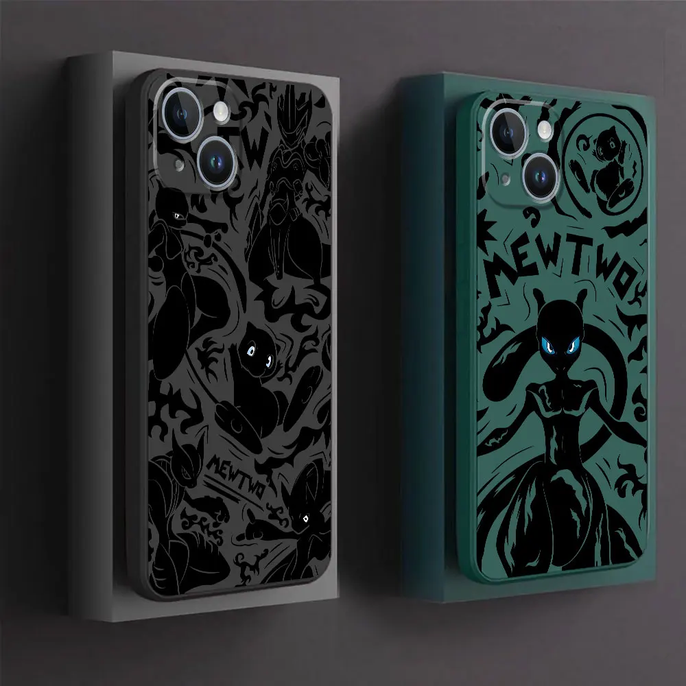 Custodia Mewtwo-Pokemon Per Apple Iphone Xs 7 8 Se 12 Xr 15 Plus 13 Mini 14 Pro Max X 11 Pro 8 Cover Morbida Liquida Quadrata
