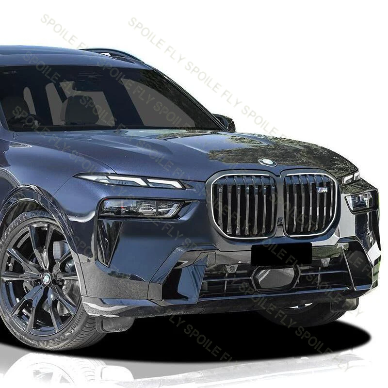 고품질 M-퍼포먼스 스타일 BMW X7 G07 LCI 2023 2024+ 차량용 프론트 범퍼 그릴 LED 라이트 스트립 그릴 글로시 블랙