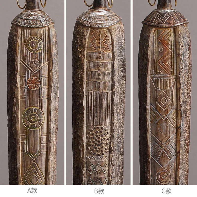 14.2 inch African Tribeswoman Figurine Rustic Tribal Woman Ornament Rural Girl Decoration Archaic Polyresin Decorative Articles