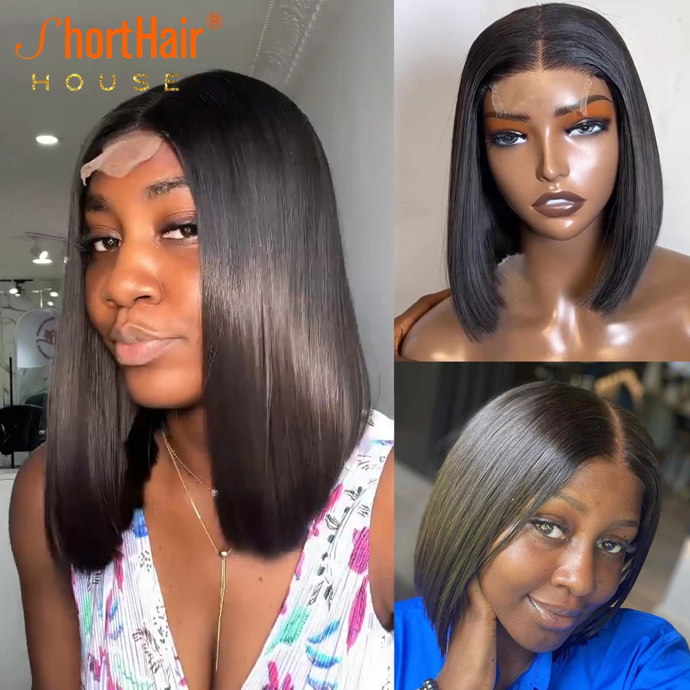 Caramel Short Bob Wigs 4x4 Lace Closure Human Hair Wigs
