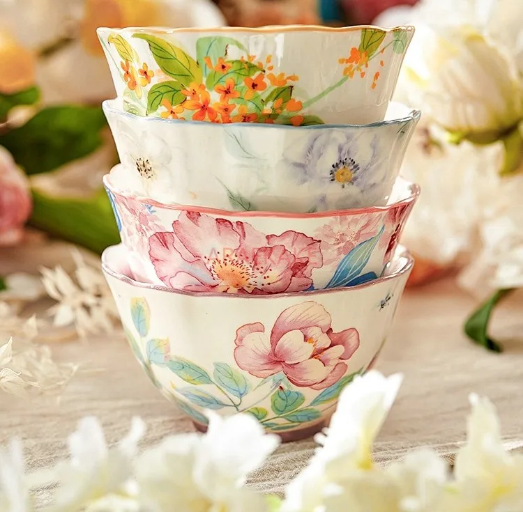 Chinese style household ceramic rice bowls, high-end tableware, rice bowls, and beautiful small bowls