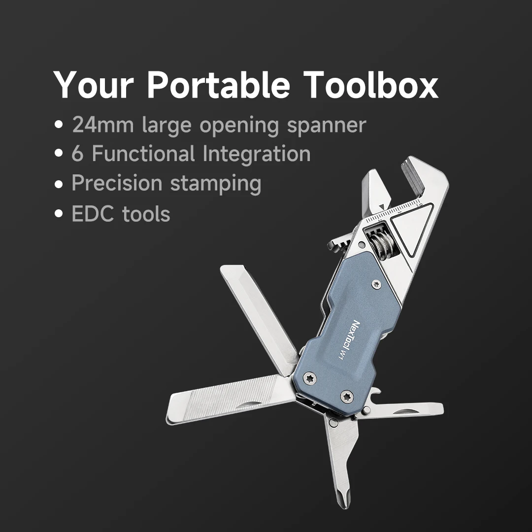 NexTool EDC 조정 가능한 렌치 드라이버 키트 비트 세트, 다기능 도구, 포켓 수공구, 접이식 나이프 파일, 6 in 1