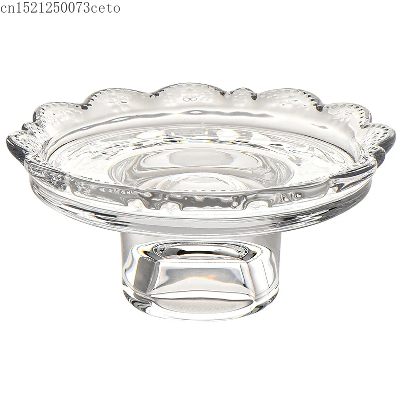Japanese style high footed glass lace plate, small cake dessert plate, jewelry ring storage tray, aromatherapy candle tray 5