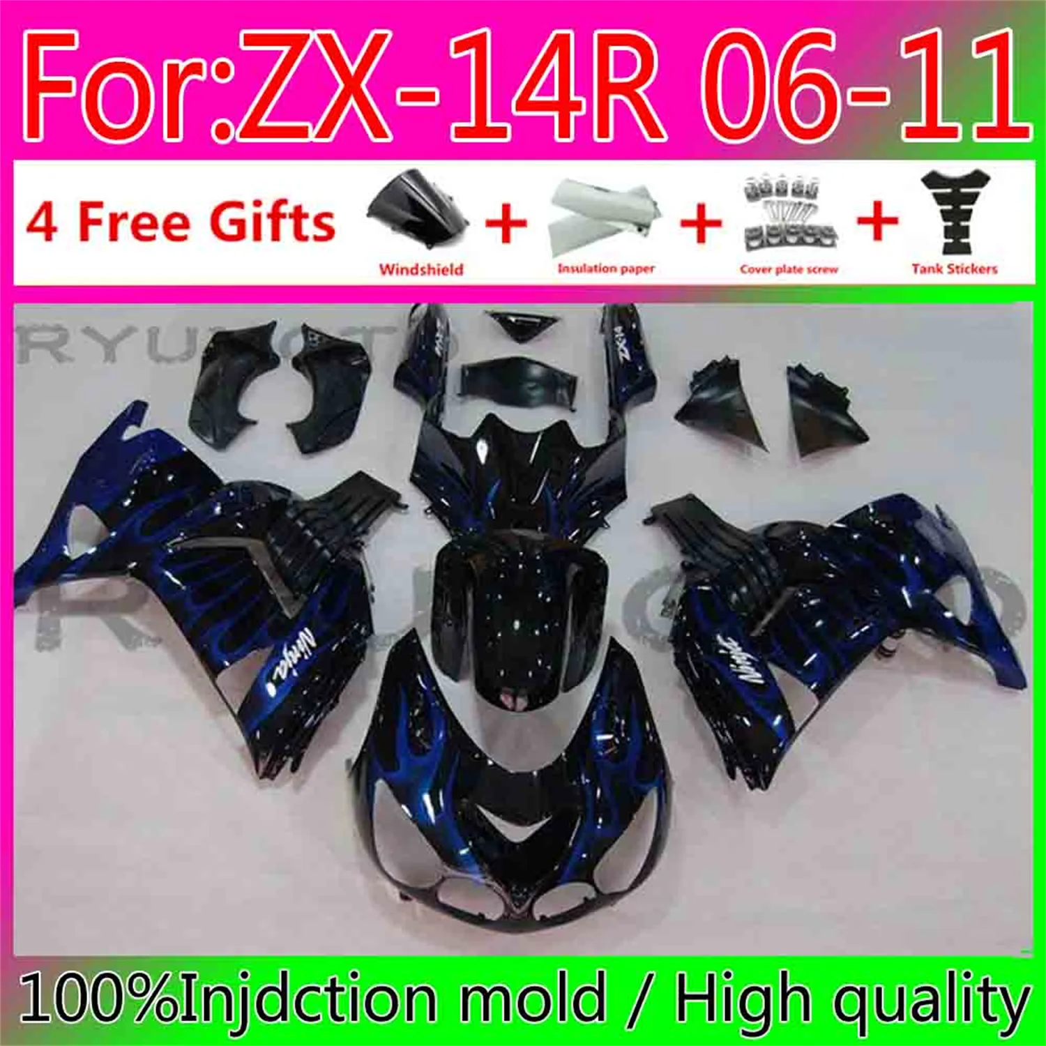 

ABS Injection Molding Bodywork Fairings For Kawasaki ZX14R 06 11 ZX14R 06-11 Fairing