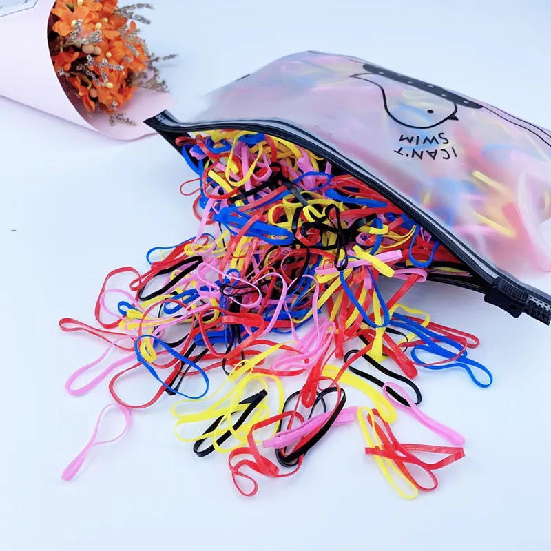 

1000PCS Disposable Elastic Rubber Hair Bands Colour Hair Elastic Headband Braiders Tool Nylon Headband Children Ponytail Holder