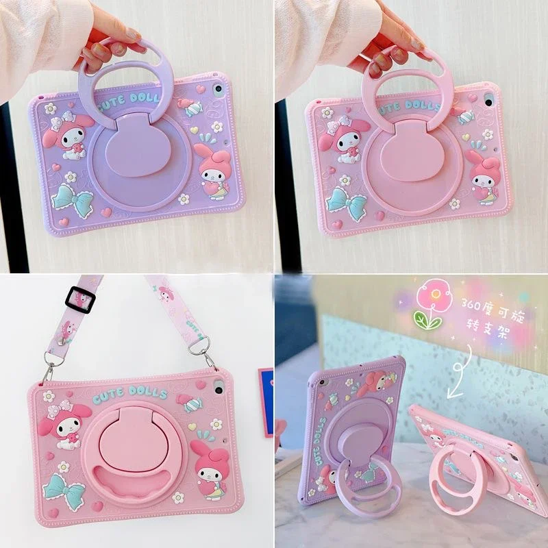 IPad用ストラップ付きシリコンケース、ソフトカバー、かわいい