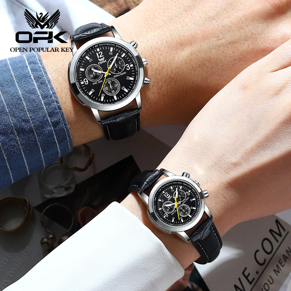 OPK 6015 Luxury Brand Quartz Couple Watch Waterproof Watch Lover Gift Nightglow Classic Digital Clock His or Her Couple Watch
