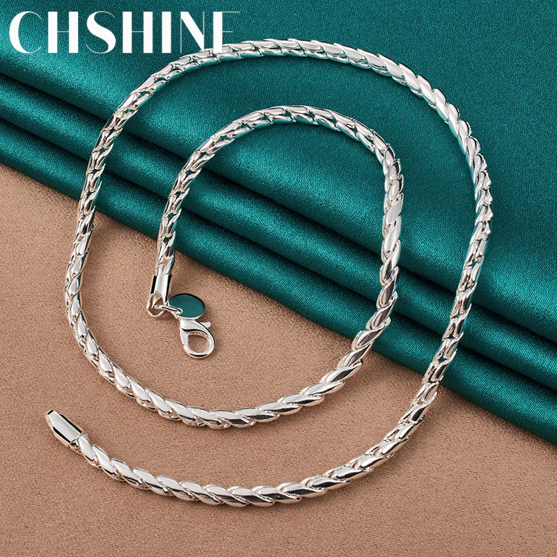 

CHSHINE 925 Sterling Silver 4mm Snake Bone Chain 20 Inch Necklace For Men Women Charm Wedding Engagement Party Jewelry