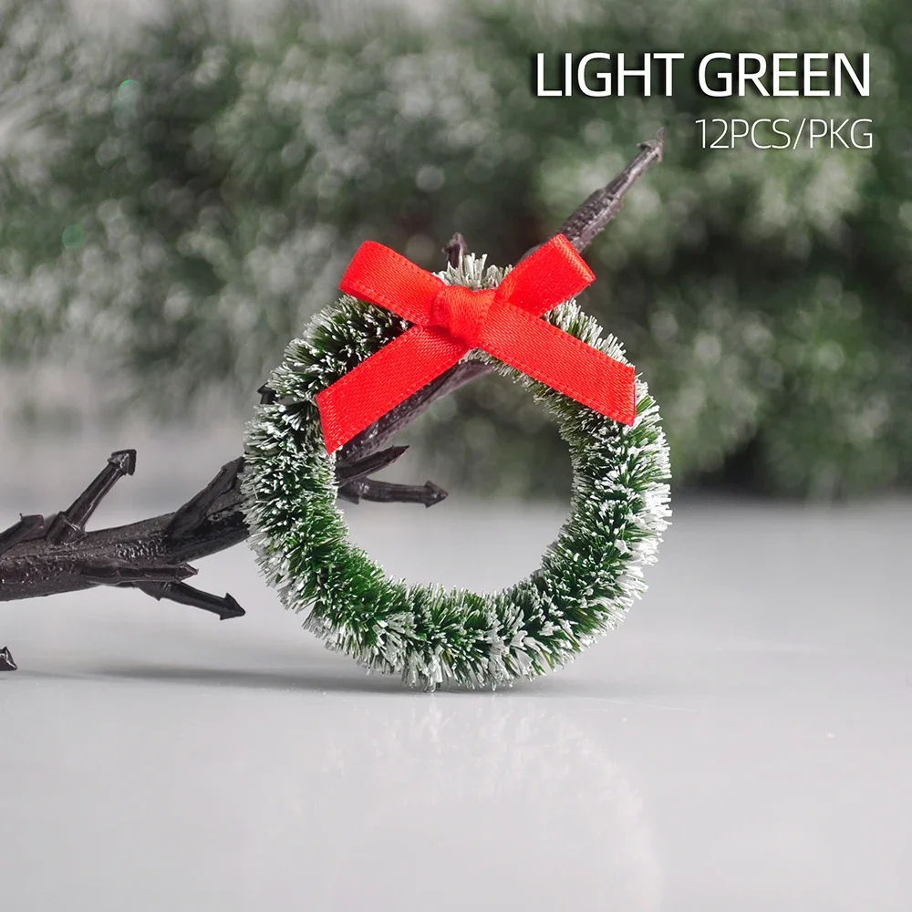 12 piezas de mini guirnaldas de Navidad para puerta, guirnaldas de ratán para jardín de hadas, colgante de árbol de Navidad para casa de muñecas, microdecoración del hogar