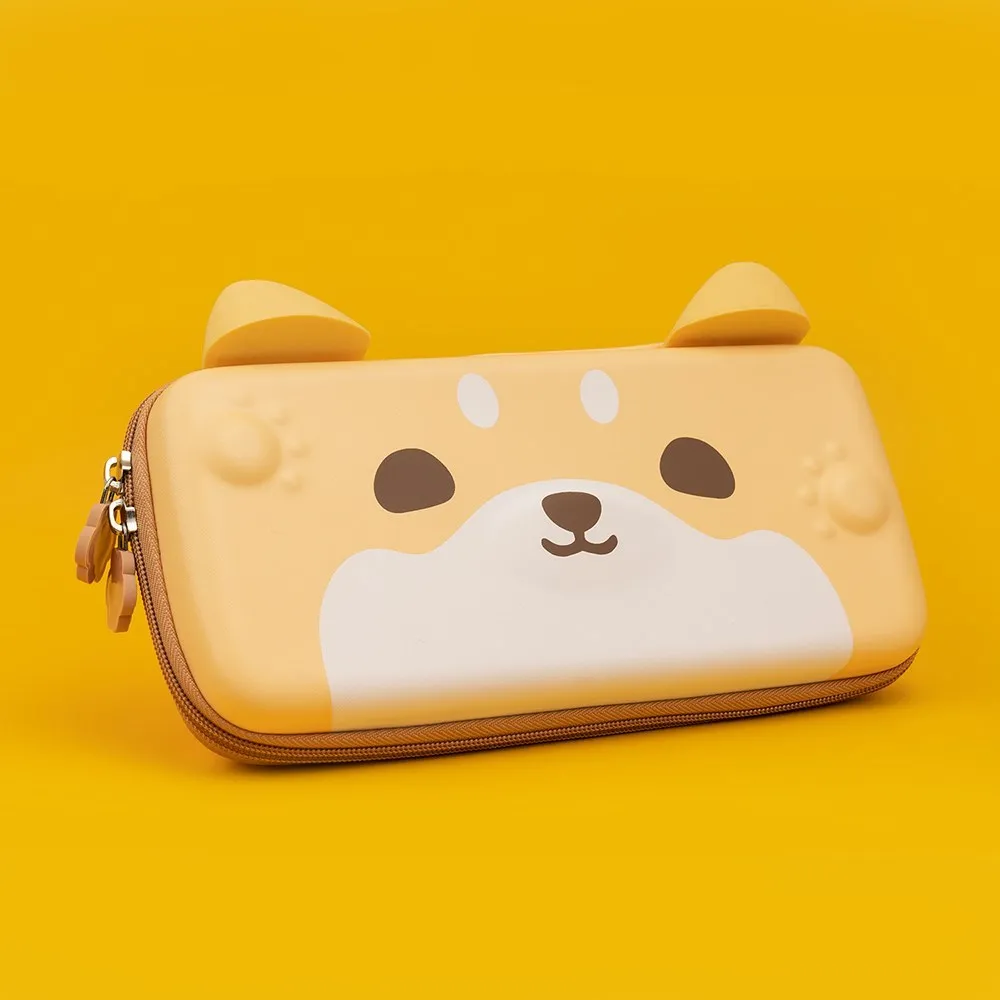 GeekShare-Cute Dog Orelhas Amarelo Saco De Armazenamento, Protables para Nintendo Switch, Pharaoh Strap, Maleta De Viagem